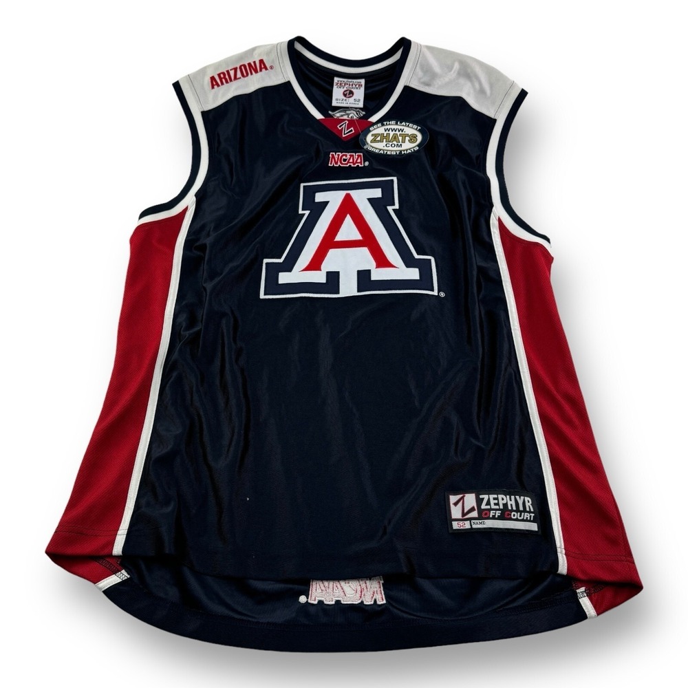 Zephyr Off Court NWT Blue Arizona Wildcats‎ Polyester Basketball Jersey Size 52